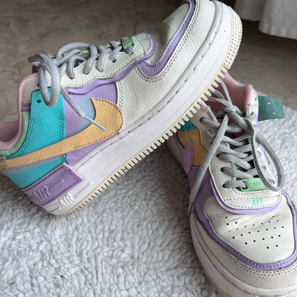 Nike Purple and Yellow Sneakers Classic Style